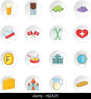 Switzerland Travel set di icone Illustrazione Vettoriale