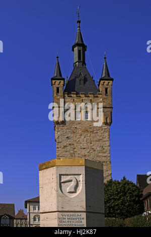 Torre, frame-lavoro, Pfalz, emblema, blu, torre, protezione degli edifici storici Foto Stock