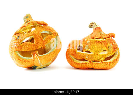 Vecchio zucche di Halloween isolato Foto Stock