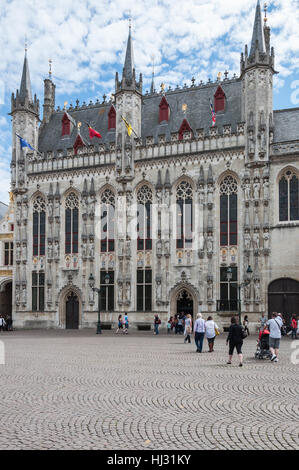 La Stadhuis, o Municipio, in Piazza Burg, Bruges, Belgio Foto Stock