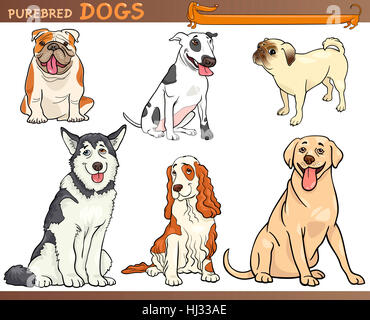 Cane, illustrazione, pug, cartoon, spaniel, husky, ridere, risate, ridere, twit, Foto Stock