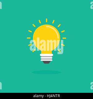 Icona della lampadina design piatto, illustrazione vettoriale Illustrazione Vettoriale