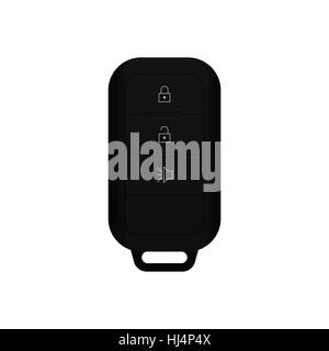 Auto realistica, remoto accessorio chiave, vista frontale chiuso isolato su sfondo bianco Illustrazione Vettoriale