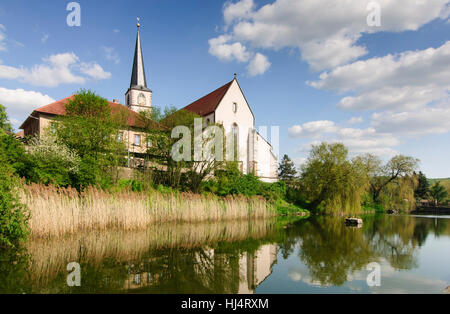 Hammelburg: Catholic town parish church Saint Johannes Baptist, Unterfranken, Lower Franconia, Bayern, Bavaria, Germany Foto Stock