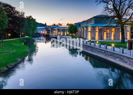 Bad Kissingen: giardino spa Gardens park con una veranda, Unterfranken, bassa Franconia, Baviera, Baviera, Germania Foto Stock