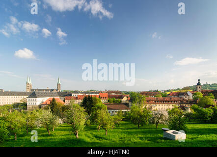 Bamberg: Guarda la cattedrale e la nuova residenza, Oberfranken, Alta Franconia, Baviera, Baviera, Germania Foto Stock