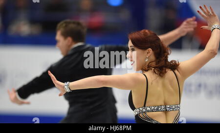 Ostrava, Repubblica Ceca. 26 gen, 2017. Ekaterina Bobrova e Dmitry Soloviev di Russia competere durante la coppia di breve programma della Comunità figura Skating Championships in Ostrava, Repubblica ceca, 26 gennaio 2017. Credito: Jaroslav Ozana/CTK foto/Alamy Live News Foto Stock