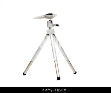 Mini treppiede per fotocamere compatte isolato su bianco Foto Stock