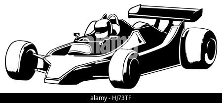 Bianco e nero Auto Racing Illustrazione Vettoriale