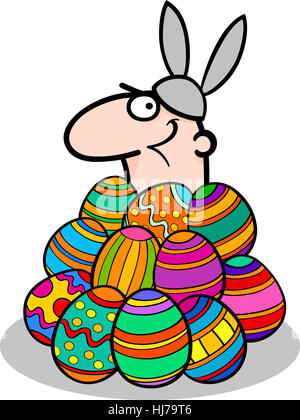 Pasqua, illustrazione, costume, bunny, coniglietti, pulcino, uova di Pasqua, cartoni animati Foto Stock