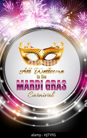 Mardi Gras Party Poster vacanze sfondo. Illustrazione Vettoriale Illustrazione Vettoriale