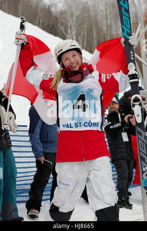 Justine Dufour-Lapointe vince il Ladie gobbe dell evento in Val Saint-Come,Quebec. Freestyle ski world cup, Jan 21 2017 Foto Stock