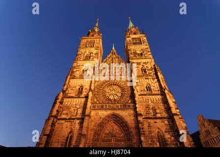 Nürnberg, Norimberga: chiesa Lorenzkirche, Mittelfranken, Media Franconia, Baviera, Baviera, Germania Foto Stock