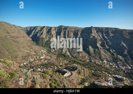 La Gomera paesaggio, Scogliera a Valle Gran Rey, Isole canarie, Spagna. Foto Stock