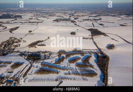 Mongolfiera Tutima D-OTGL in atterraggio su una superficie della neve, in inverno, acqua bassa al lago di Möhnesee, Sauerland, la zona della Ruhr, Foto Stock