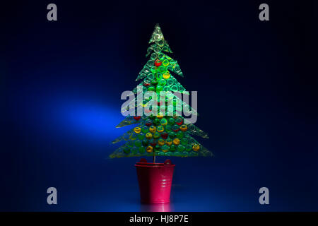 Bubble wrap albero di Natale in una pentola Foto Stock