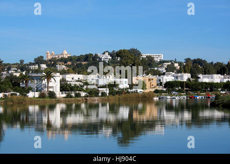 Casa, costruendo, porto, Tunisia, porti, comunità, villaggio, città mercato, Foto Stock