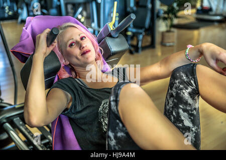 Leg press donna Foto Stock