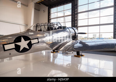 North American A-6 SNJ-6 visualizzato in Lyon Air Museum in Santa Ana, California, Stati Uniti. Foto Stock