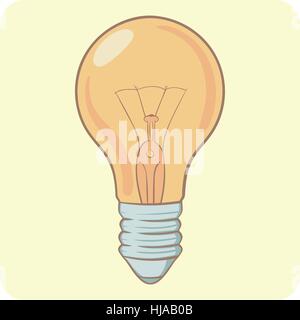 Cartoon layered illustrazione vettoriale - colore brillante lampadina. Lo stile comico con contorno. L'elemento grafico per i tuoi adesivi, cartoline, posters, emblemi, web design e tessuto. Illustrazione Vettoriale