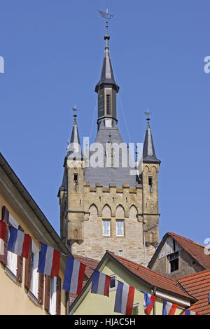 Torre, frame-lavoro, Pfalz, emblema, blu, torre, protezione degli edifici storici Foto Stock