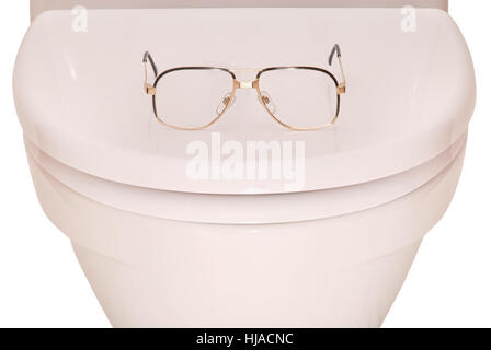 Punti sul coperchio del wc isolato con il percorso. Foto Stock