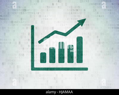 News concept: crescita grafico su dati digitali sullo sfondo della carta Foto Stock