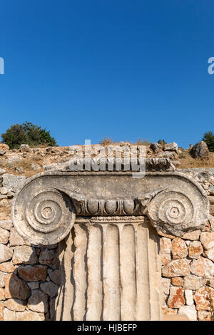 La testa della colonna in Letoon città antica, Mugla, Turchia Foto Stock