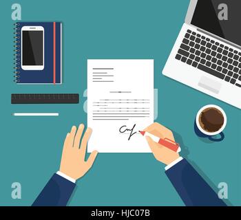 Imprenditore è la firma di un contratto Illustrazione Vettoriale