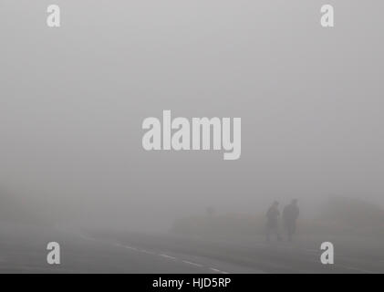 Eastbourne, East Sussex, Regno Unito. 23rd gennaio 2017. La nebbia gelida spessa, densa nelle zone sta interessando gran parte dell'Inghilterra di se Foto Stock