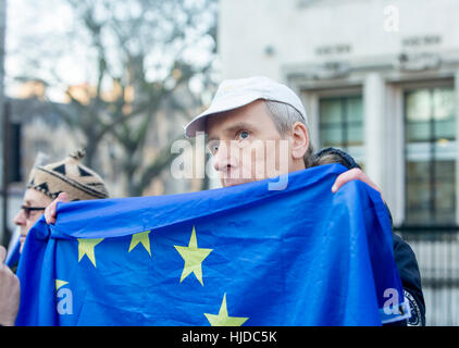 Londra, Regno Unito. 24 gen 2017. Il verdetto della Corte suprema. Il verdetto della Corte suprema è stato dato oggi. Rimangono i sostenitori atteso al di fuori della corte per l'annuncio. Credito: Jane Campbell/Alamy Live News Foto Stock