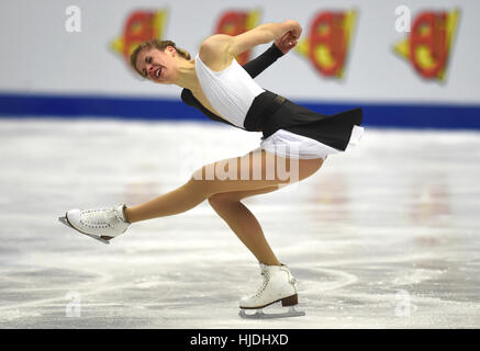 Ostrava, Repubblica Ceca. 25 gennaio, 2017. Carolina Kostner di Italia compete durante le donne del breve programma della Comunità europea pattinaggio su ghiaccio campionato in Ostrava, Repubblica ceca, 25 gennaio 2017. Credito: Jaroslav Ozana/CTK foto/Alamy Live News Foto Stock