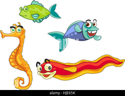 Quattro pesci comico con atteggiamento Foto Stock