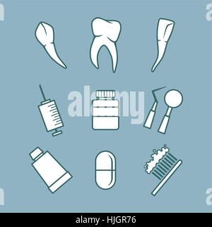 Dentale set di icone Illustrazione Vettoriale