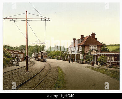 Groudle Glen Hotel e la stazione del tram, Isola di Man - Photochrom XIX SECOLO Foto Stock