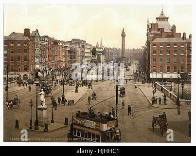 Sackville Street e O'Connell Bridge, Dublino. County Dublin, Irlanda - Photochrom XIX SECOLO Foto Stock