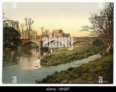 Ullswater, Broughman Castello, vicino a Penrith, Lake District, Inghilterra - Photochrom XIX SECOLO Foto Stock