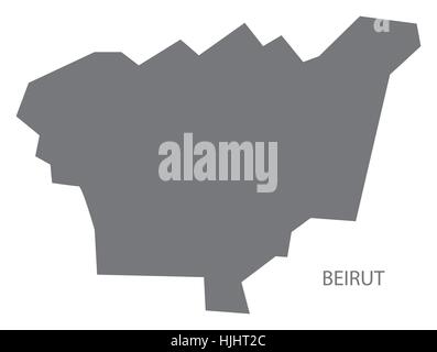 Beirut Libano mappa in grigio Illustrazione Vettoriale
