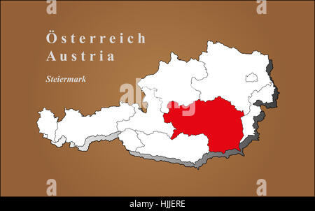 Gli austriaci, Europa, Unione europea, Stiria, geografia e cartografia, Atlas, mappa Foto Stock