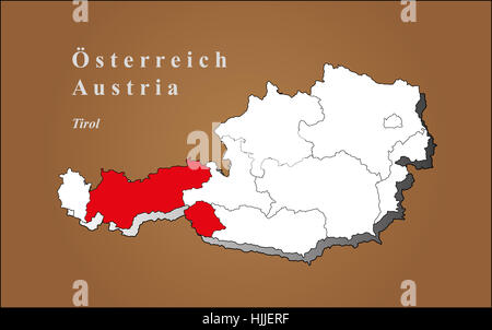 Gli austriaci, Europa, Unione europea, Tirolo, geografia e cartografia, Atlas, mappa di Foto Stock