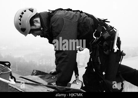 Fotografia documentaria della finestra di Cardiff Società di pulizia Foto Stock