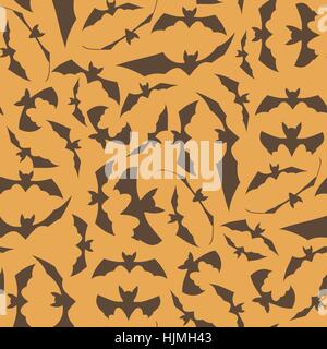 Brown Cartoon Bat Pattern senza giunture Illustrazione Vettoriale