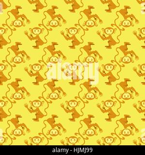 Cartoon Monkey Pattern senza giunture Illustrazione Vettoriale