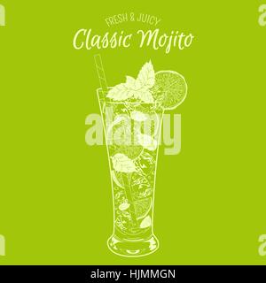 Illustrazione Vettoriale. Cocktail alcolici Mojito. Illustrazione Vettoriale