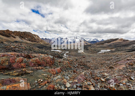 Il Perù, Ande Cordillera Blanca, Parco Nazionale del Huascaran, Nevado Mururaju, ghiacciaio Pastoruri Foto Stock