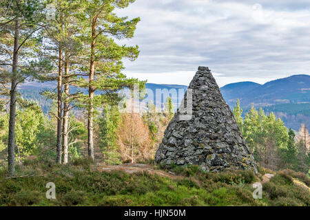 Hotel Occidental Balmoral CAIRNS BALMORAL STATION WAGON CRATHIE PRINCESS LOUISES CAIRN circondato da pini secolari E HEATHER Foto Stock