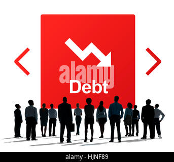 Il debito difficoltà Ridk Downfall Concept Foto Stock