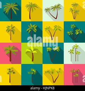 Palm tree set di icone in stile piatto per qualsiasi tipo di design Illustrazione Vettoriale