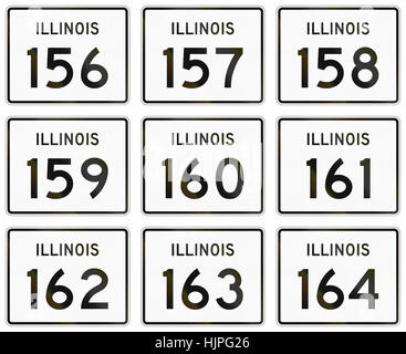 Raccolta di Illinois Route scudi utilizzato negli Stati Uniti. Foto Stock