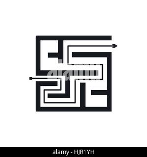 Icona a labirinto in stile semplice su sfondo bianco Illustrazione Vettoriale